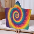 thumbnail image 5 of Colorful Rainbow Tie Dye Spiral Pattern Hooded Bath Towel，60"x35" for Ages 3 To 12 Kids, Quick Dry Lightweight Soft Microfiber Hood Beach Towel Cover Up for Kids, 5 of 7