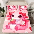 thumbnail image 2 of Homewish Kawaii Axolotl Twin Sheet Sets,Red Cute Strawberry Twin Fitted Sheet,White Cartoon Daisy Flower Flat Sheet For Girls Kids,Breathable Home Decor,3pcs, 2 of 7