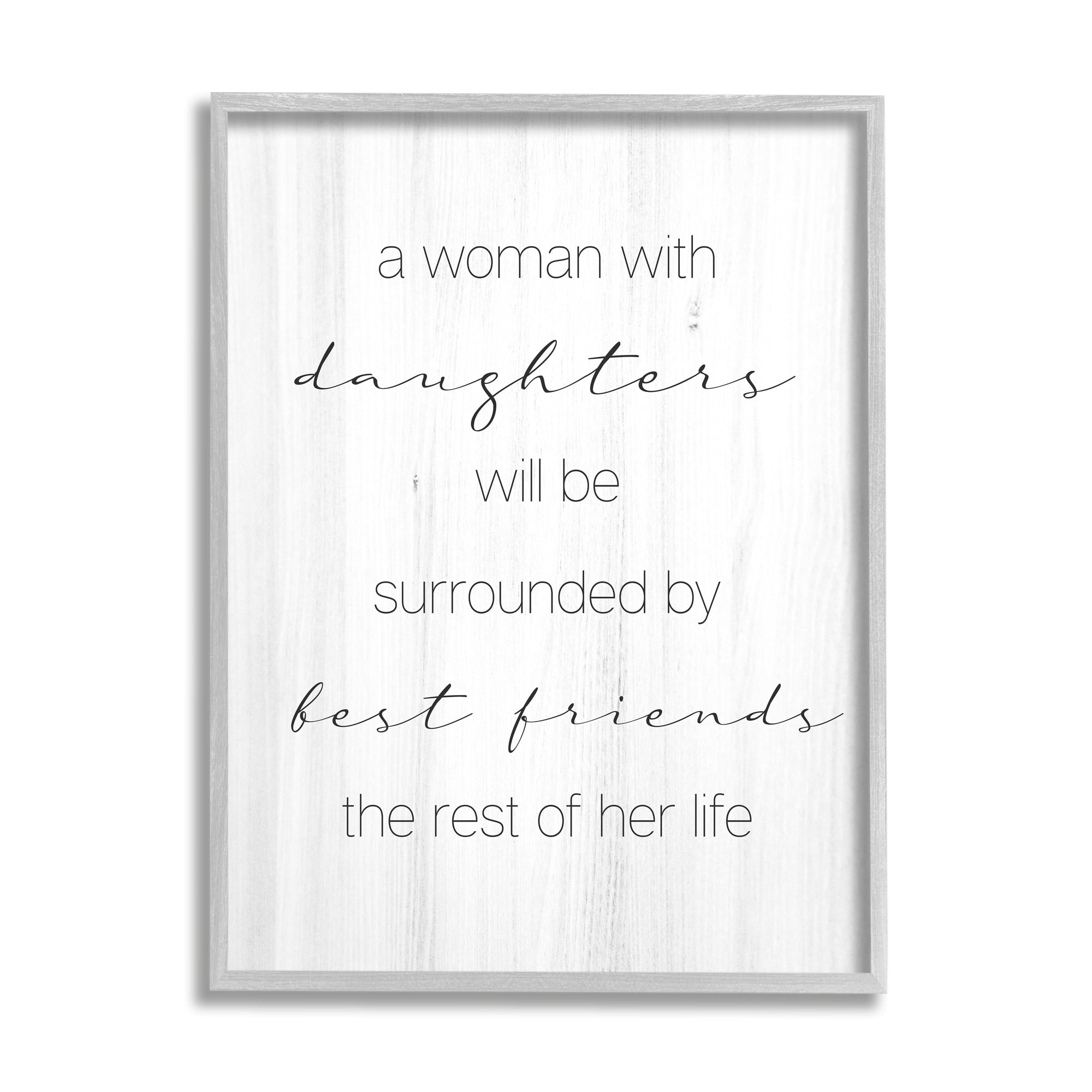 Stupell Industries Best Friend Daughters Birch Pattern Typography Phrase Graphic Art Gray Framed Art Print Wall Art, Design by Daphne Polselli