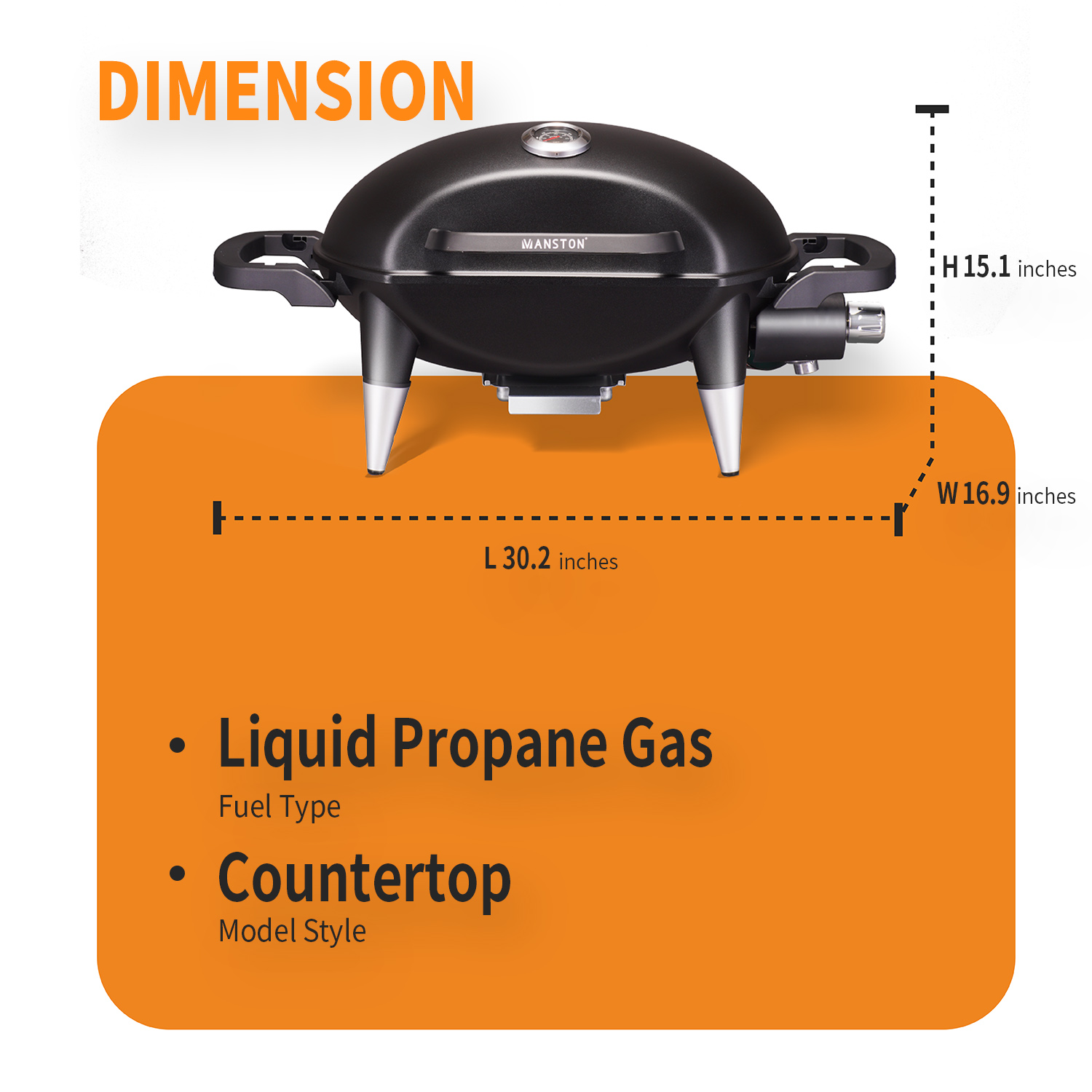 VANSTON 10000BTU Propane Gas Grill, Single Burner BBQ Grill with Built-in Thermometer, Great for Patio Garden, Picnic Backyard