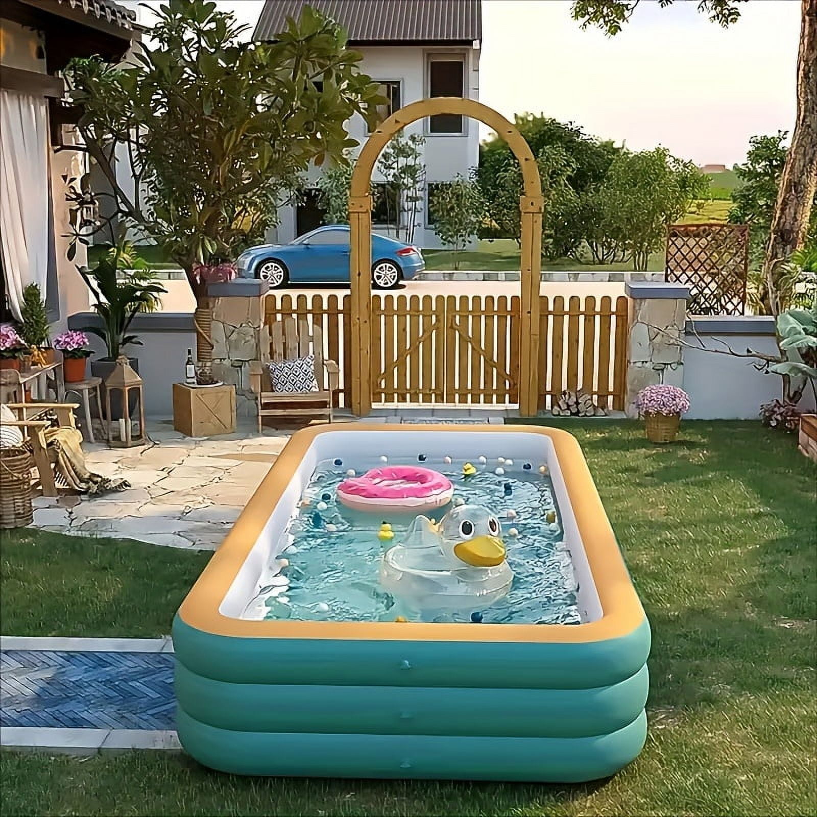 4-Meter Inflatable Household Swimming Pool, Thick PVC, Quick-Open Outdoor Pool for Yard Parties
