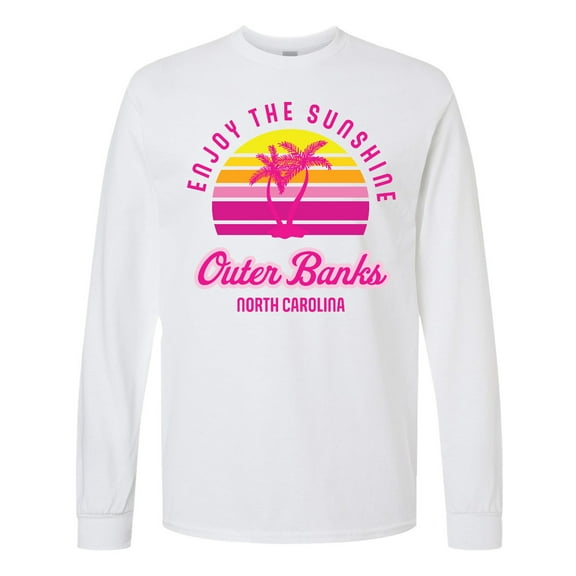 Inktastic Summer Enjoy the Sunshine Outer Banks North Carolina in Pink Long Sleeve T-Shirt