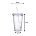 thumbnail image 3 of 16oz Plastic Straw Cup Insulated Double Wall Transparent Cold Drink Cup 500ml, 3 of 5