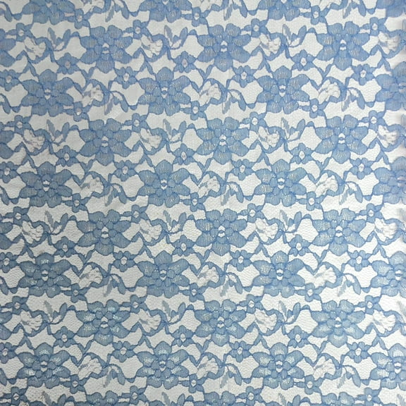 Valentina Textile Inc Raschel Lace Fabric 60" Wide Polyester French Floral by The Yard (1 Yard, Baby Blue)