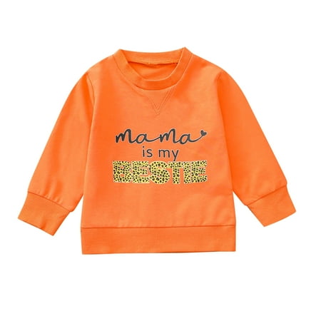 

Kids Toddler Baby Boys Girls Letter Leopard Print Long Sleeve Sweatshirt Tops Blouse Outfit Clothes