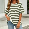 thumbnail image 2 of Jamsmile Women T-Shirts Striped Print Loose Fit Short Sleeve Summer Tee Shirts Tops Casual Oversize Basic Baggy Loose Tops, 2 of 5