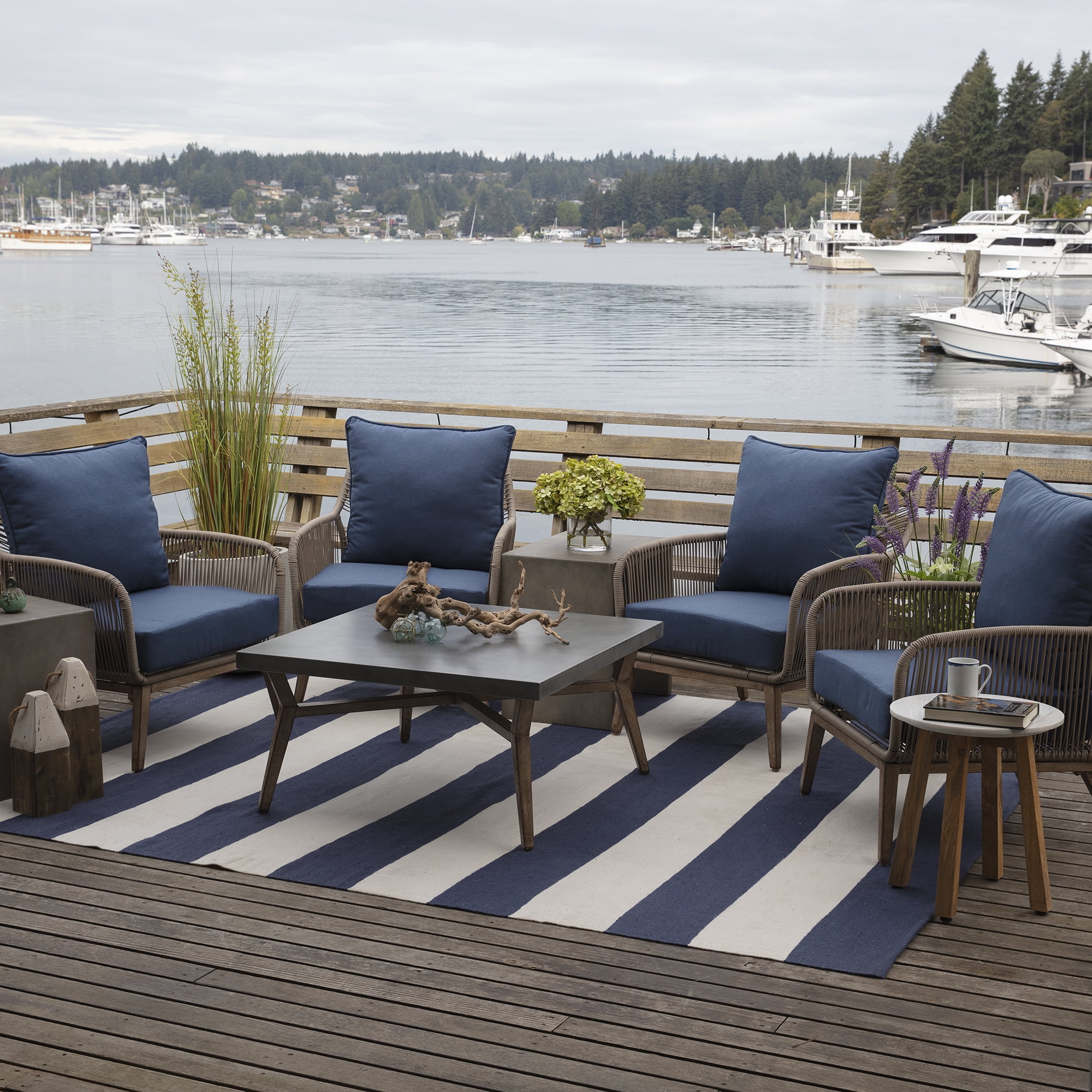 ARDEN Oceantex Outdoor Deep Seating Cushion Set 24 x 24, Ocean Blue