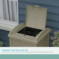 thumbnail image 3 of Suncast Resin Wicker Hideaway Outdoor Trash Can with Latching Lid, Dark Taupe, 3 of 9