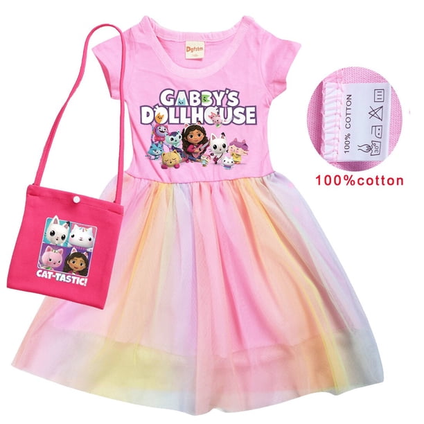 Gabby Cats, vestido de princesa para niñas de 2 a 9 años, ropa para niños, vestidos de verano para niños, compras en casa, fiesta de cumpleaños, bebé zhangmenya LED