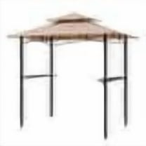 Abble 5' x 8' Outdoor Patio Grill Black Steel and Tan Canopy Rectangle Gazebo