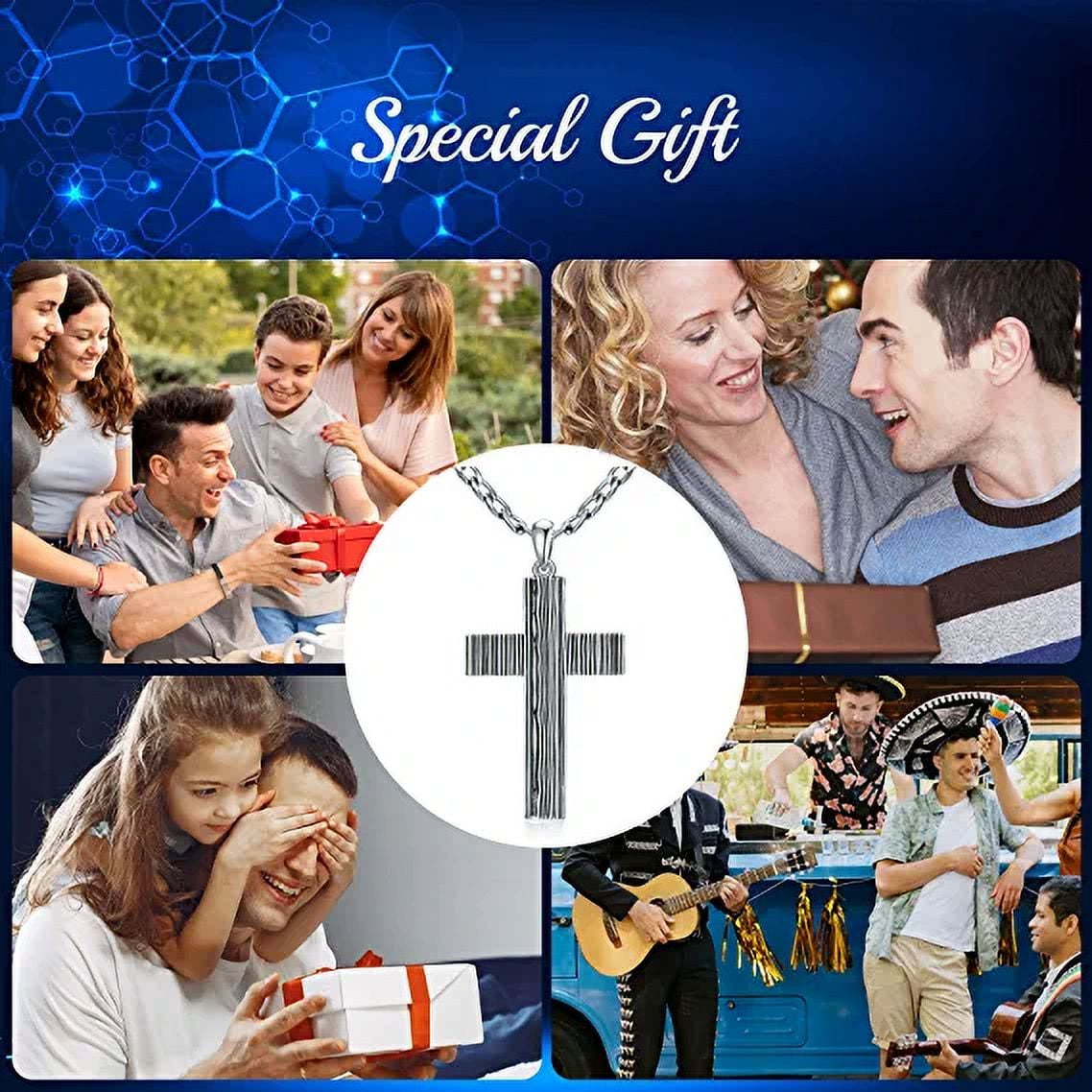 SISGEM 925 Sterling Silver Cross Pendant Necklace Cross Jewelry for Men