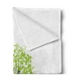 thumbnail image 2 of Tree of Life Soft Flannel Fleece Throw Blanket, Green Spring Trees with Birds Sitting on the Branch Warm Season Life, Cozy Plush for Indoor and Outdoor Use, 60" x 80", Green Black Blue, by Ambesonne, 2 of 5