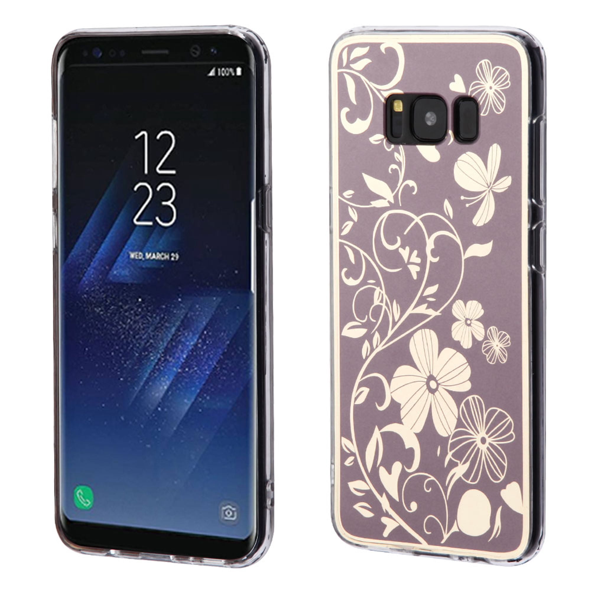 Insten Electroplating Flowers Rubber TPU Case Phone Cover For Samsung 