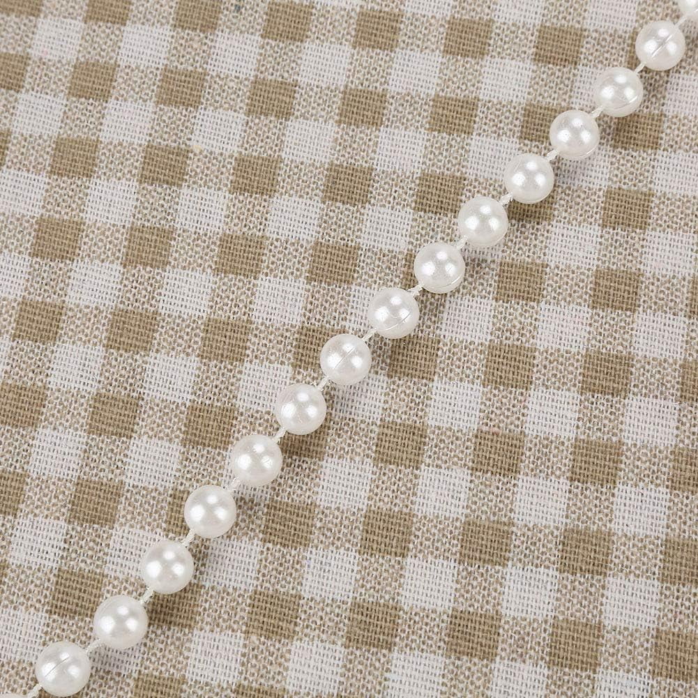 10mm Faux Pearl Beads Garland Pearl Bead Roll Strand of Pearls to Decorate,11 Yds Pearl Strands Spool Pearl String for Floral Centerpieces Wedding Party Favor Christmas Tree,DIY Crafts(White)