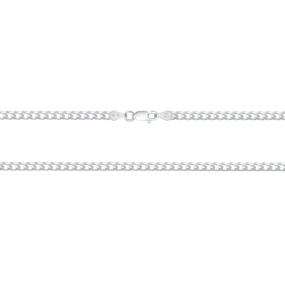 Solid 925 Sterling Silver Italian 3.7mm Flat 20” Curb Chain Necklace for Men Women CURB100-20