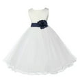 thumbnail image 2 of Ekidsbridal Girl Christening Flower Girl Dress - Ivory Ruffle Tulle with Tiebow 829T-A (Size: S-12), 2 of 3