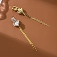 thumbnail image 4 of Sunyeur Heart Dangle Drop 14K Gold Plated Long Chain Tassel Earrings for Women, Valentine Statement Love Fringe Earing Dangling Wedding Prom Fashion Jewelry Gift, 4 of 5
