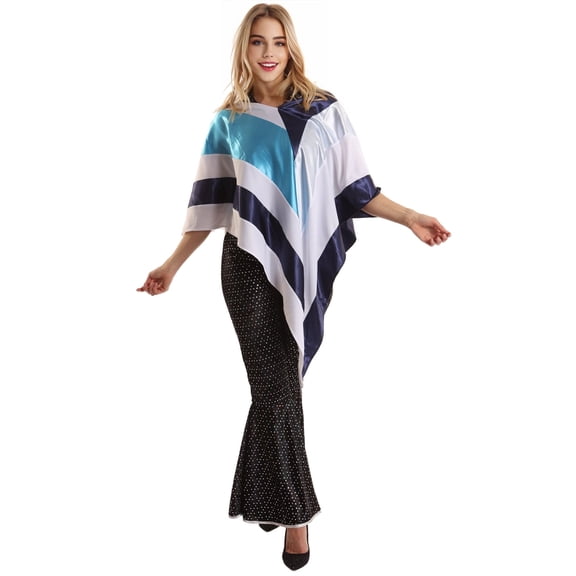 HPO 70s Disco Poncho Costume for Women, ABBA Inspired Retro Outfit for Halloween, Parties & Themed Events
