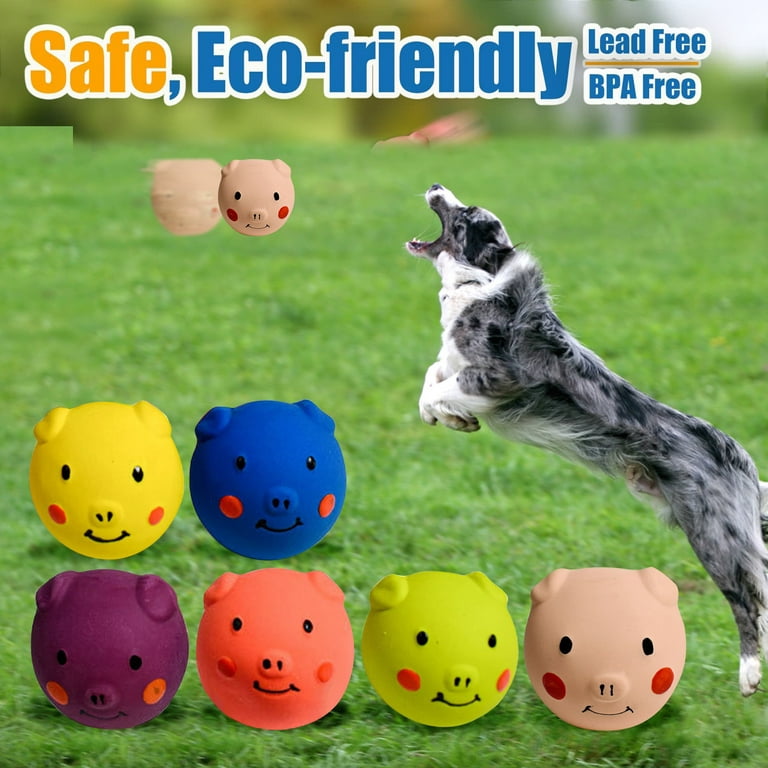 Soft Latex Squeaky Dog Toys for Small Dogs Breed Latex Squeaky Dog Balls Pig Dog Toy Balls for Chew Dog Crate Puppy Small Dogs Chewers Dog Bones 