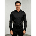 thumbnail image 2 of Men Stretch Non‑Iron Long Sleeve Dress Shirts, Classic Fit Pocket Design Work Shirts For Office, Wedding, Daily Wear, 2 of 6