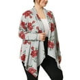 thumbnail image 4 of Agnes Orinda Women's Plus Size Cardigan Flowy Loose Open Front Fall Winter Knit Sweater 4X Red Gray, 4 of 6