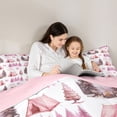 thumbnail image 4 of Erosebridal Girls Camping Twin Comforter Sets, Pink Tent Jungle Tree Bedding Set, Pink Reversible, 1 Comforter and 1 Pillowcase, 4 of 6