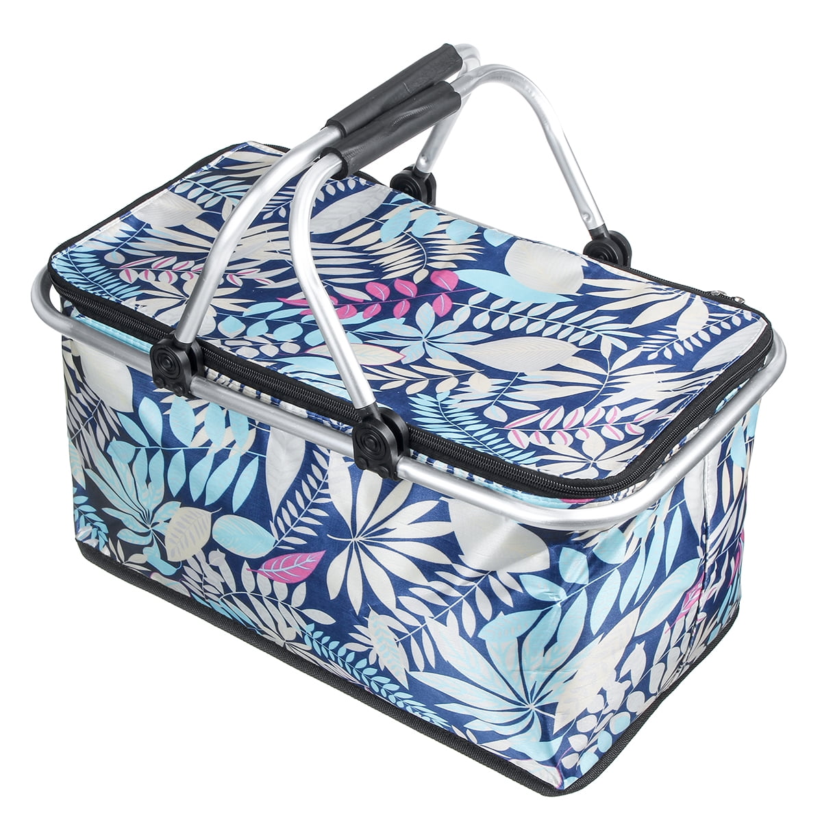 30L Foldable Picnic Basket Insulated Cooler Storage Basket Large