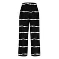 thumbnail image 4 of FRSASU Striped Pants for Women High Waisted Wide Leg Cotton Linen Trendy Beach Pull on Elastic Waist Casual Pants Black, 4 of 5