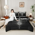 thumbnail image 4 of Feelyou Gothic Cross Print Queen Comforter Set for Teen, Dreamy Angel Wing Bedding Sets, Artwork Graffiti Reversible Bedding Comforter Set, Microfiber Bedroom Decor, 3pcs, 4 of 8