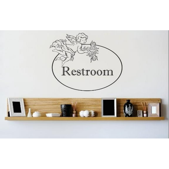 Vinyl Wall Decal Sticker : Restroom Sign Image Quote   Bedroom Bathroom Living Room Picture Art Peel & Stick Mural Size: 12 Inches X 12 Inches - 22 Colors Available