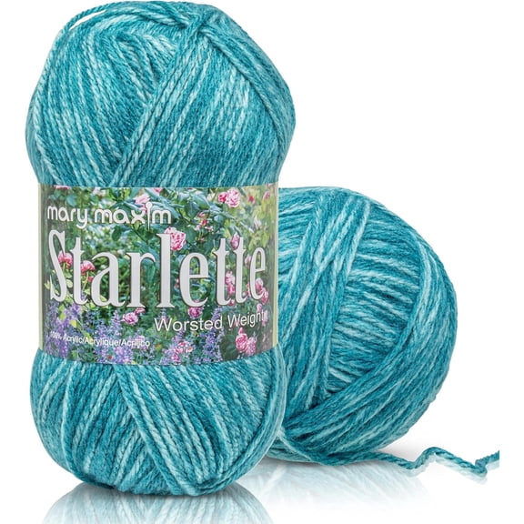 Mary Maxim Starlette Crocheting Yarn - Acrylic Worsted Weight Yarn 4, Teal Heather