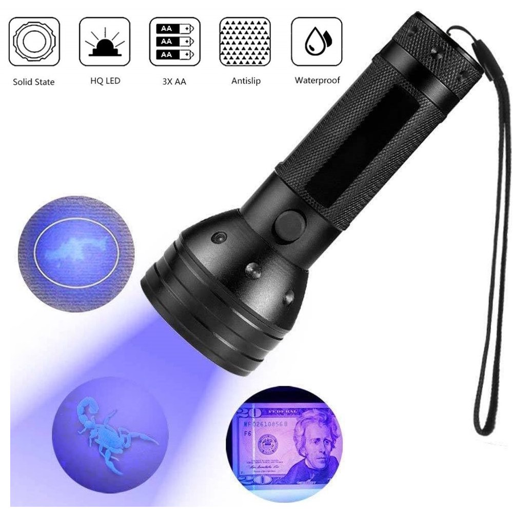 UV Ultraviolet Flashlight Blacklight, 51 LED 395 nM Handheld Portable Black light Pet Urine and
