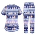 thumbnail image 5 of Womens Halloween Scrub Set, V-Neck Short Sleeve Top & Pants Medical Uniform for Nurses, Healthcare Workers with Pockets, Purple, M, 5 of 5