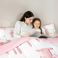 thumbnail image 4 of jejeloiu Monogrammed I Bedding Comforter Set 7-Piece,Retro Flower Butterfly King Bedding Sets,White Pink Bow Bed Sheets For Girl,Microfiber Room Decorative Reversible, 4 of 8