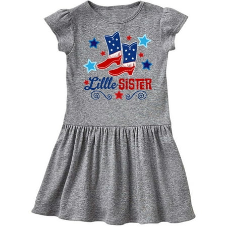 

Inktastic Little Sister Cowgirl 4th of July Gift Toddler Girl Dress