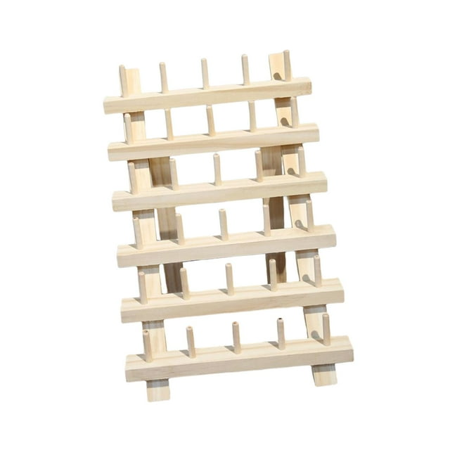 Estante para hilo de coser, soporte para conos, organizador de hilo de madera resistente para 30 carrete