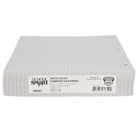 Grid Paper School Smart-86667, doble cara, 21,6 x 27,9 cm, 500 hojas