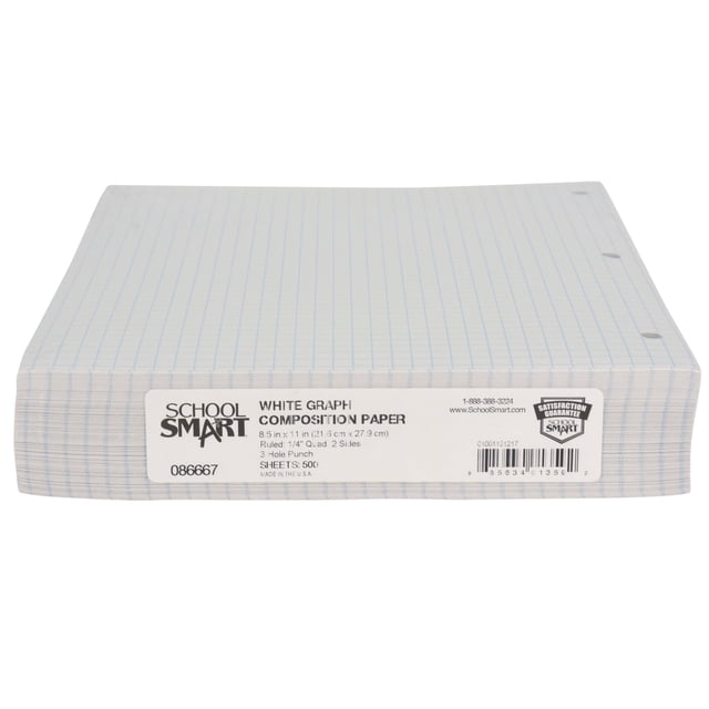 Grid Paper School Smart-86667, doble cara, 21,6 x 27,9 cm, 500 hojas