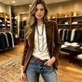 thumbnail image 6 of Tqcoqu Women's Casual Corduroy Blazer,Notched Lapel Button Front Jacket,Long Sleeve Jackets Coat Business Blazers,Brown Women's S-XXL, 6 of 9