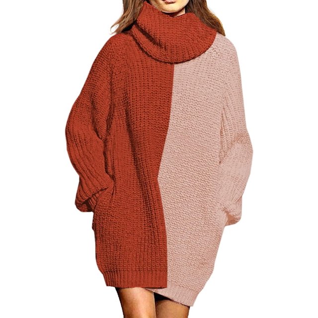 LAICAIW Robe Chandail Longue Ample à Col Roulé Oversize pour Femmes