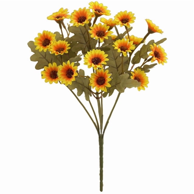 Ramo de crisantemos artificiales, orquídea saltarina para decoración del hogar y bodas, flor pequeña de seda, crisantemo artificial, aspecto fresco, orquídea saltarina, decoración de