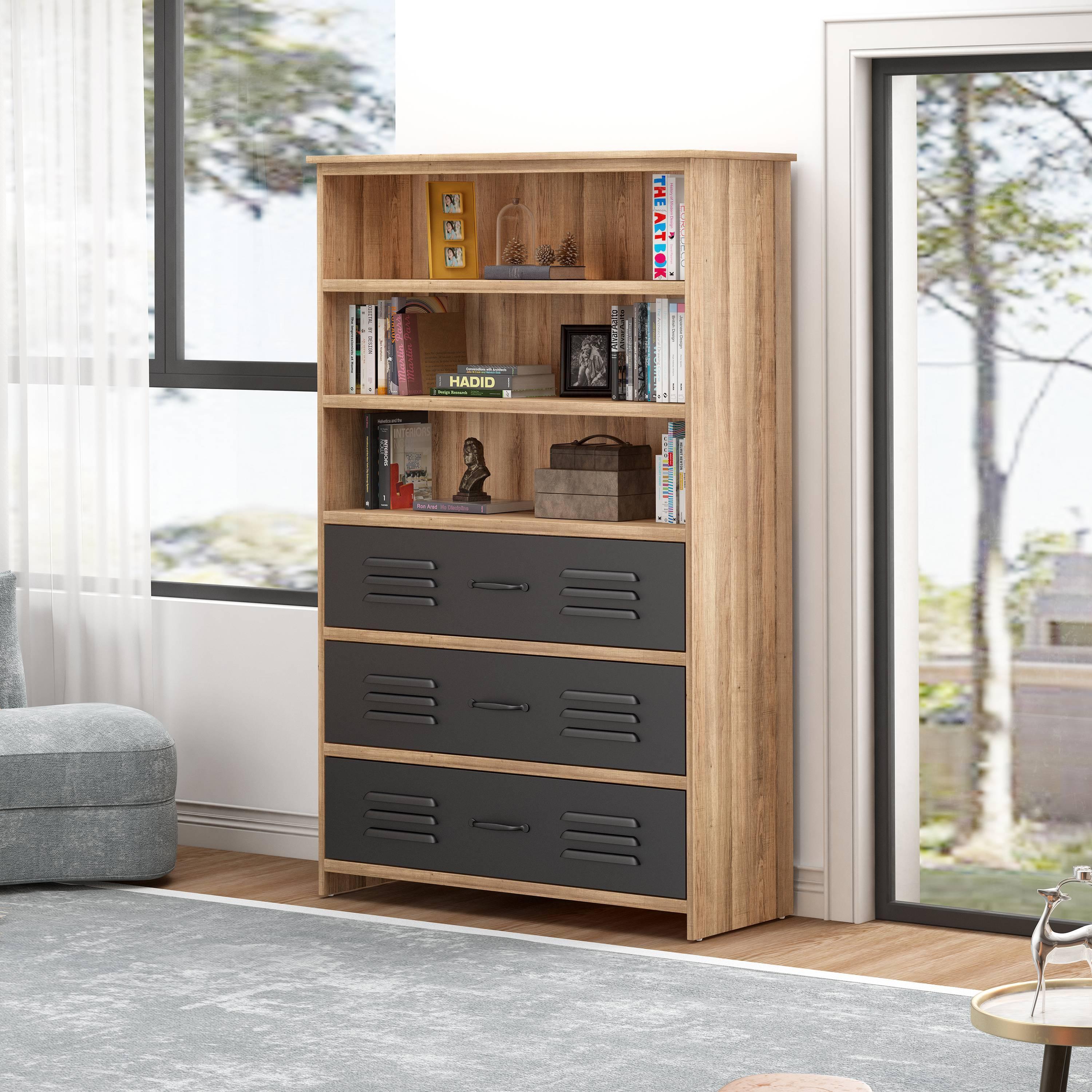 6Tier Industrial Style Bookcase Bookshelf Furniture, Moline Standard