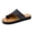 Black, variant on Women’s Toe Loop Slide Sandals, Flat PU Casual Slippers, Comfortable Non-Slip Summer Beach Shoes Brown 37