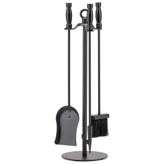 4-Piece Black Wrought Iron Fireplace Tools Set (F-1048)