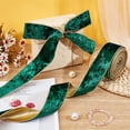 thumbnail image 5 of 9.8 Yards Sea Green Velvet Wired Ribbon 2 inch Wide Velvet Ribbon Single Sided Velvet Fabric Ribbon Trim Gold Edged Velvet Ribbon with Gold Back, 5 of 6