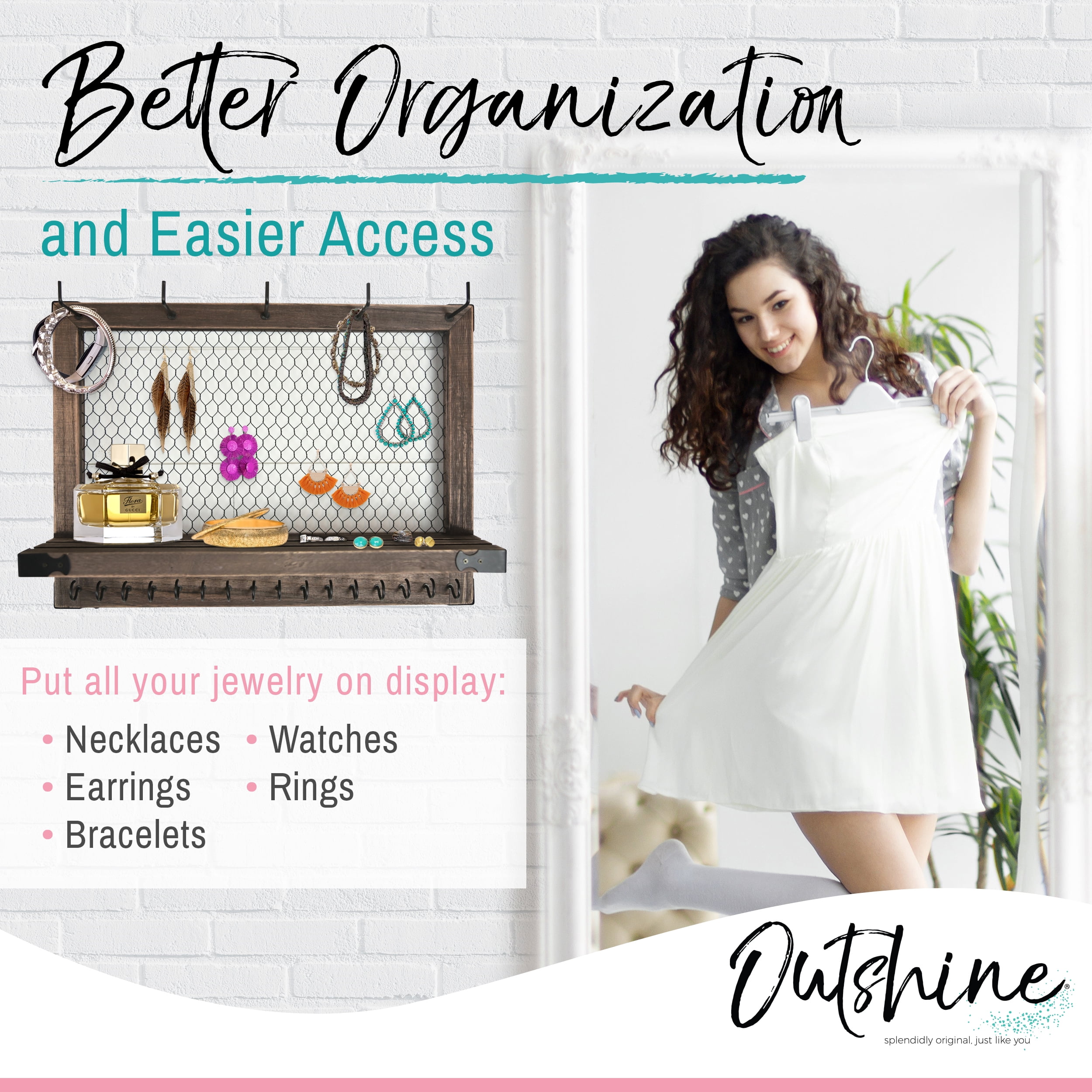 Outshine Wall Hanging Jewelry Organizer | Rustic Jewelry Organizer Hanging on Wall | Western Jewelry Wall Mount Organizer | Wall Mounted Jewelry Organizer | wall jewelry organizer wall mounted