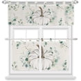 thumbnail image 2 of Light Filtering Kitchen Window Curtains Valances and Tiers Set, Thanksgiving Fall White Pumpkins Rod Pocket Curtains Living Room Bedroom Bathroom Valance 3 Piece Set, 2 of 6