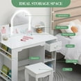 thumbnail image 4 of IDEALHOUSE Dressers 1 Drawer Vanity Table with Mirror, Stool, Bookshelf, Cabinets & Storage, White with Accessories, for Bedroom and Makeup Area, 4 of 7