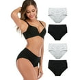 thumbnail image 1 of SAYFUT Women's High Waist Black Underwear Seamless Brief Panties Full Coverage Comfortable Cotton Underwear 4-Pack, 1 of 7