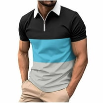 Men's short-sleeved golf polo shirt Colorblock lapel refreshing and versatile casual sports polo shirt